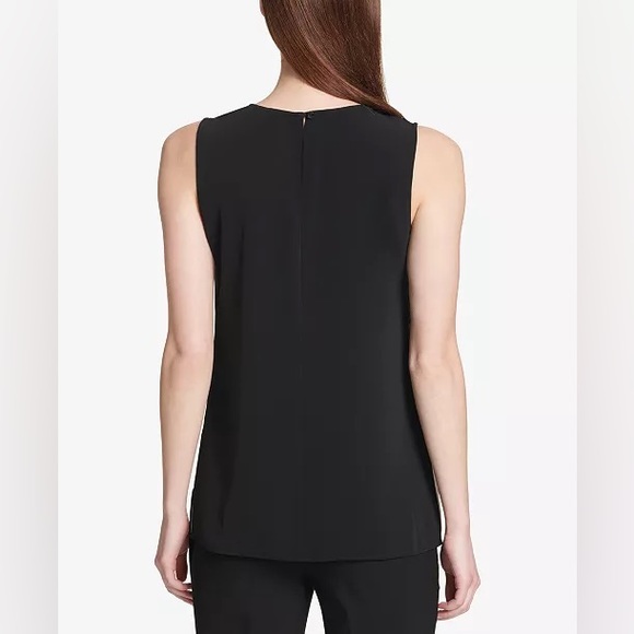 NWT Calvin Klein Sleeveless Asymmetrical Fringe Top in Black & White - Small - Picture 2 of 10